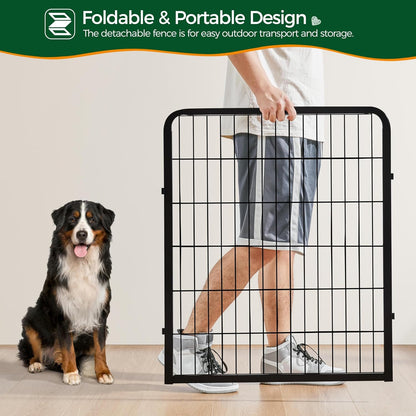 Yaheetech 32In 16-Panel Metal Dog Playpen Fence for Indoor Yard RV Camping | Heavy-Duty Rustproof Frame with Secure Latch Door, Tool-Free Assembly, Foldable Storage, Ideal for Small to Medium Dog Breeds